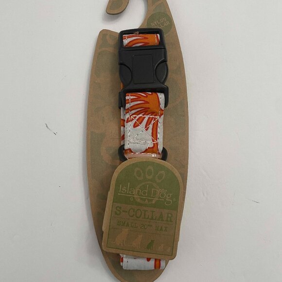 NEW "Island Dog" S- Collar for Small Size Orange White Hawaiian Print - Picture 1 of 2